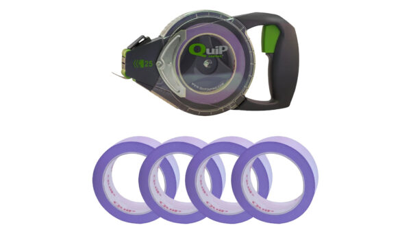 QuiP 25 masking tape dispenser with purple tape